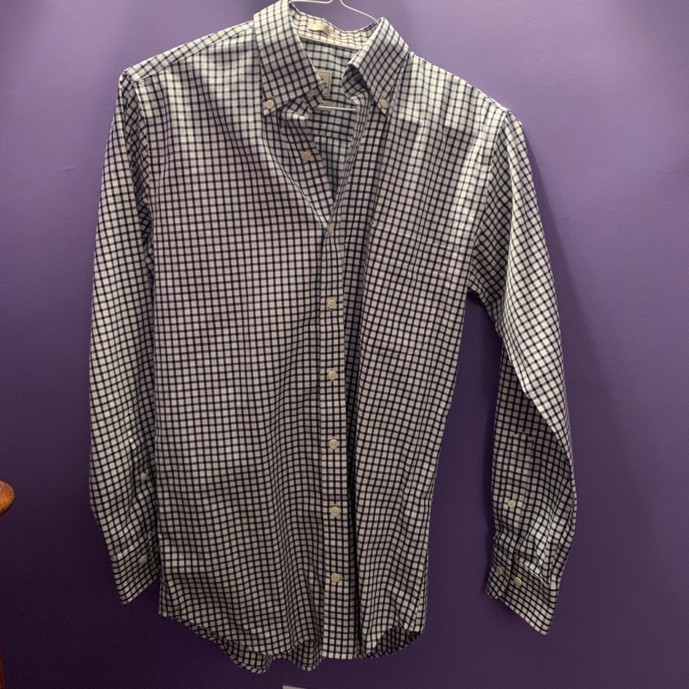 Dark blue and white dress shirt
